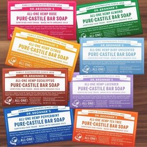Dr Bronner’s Bars 8 Pure Castile Bar Soaps Scented With Essential Oils